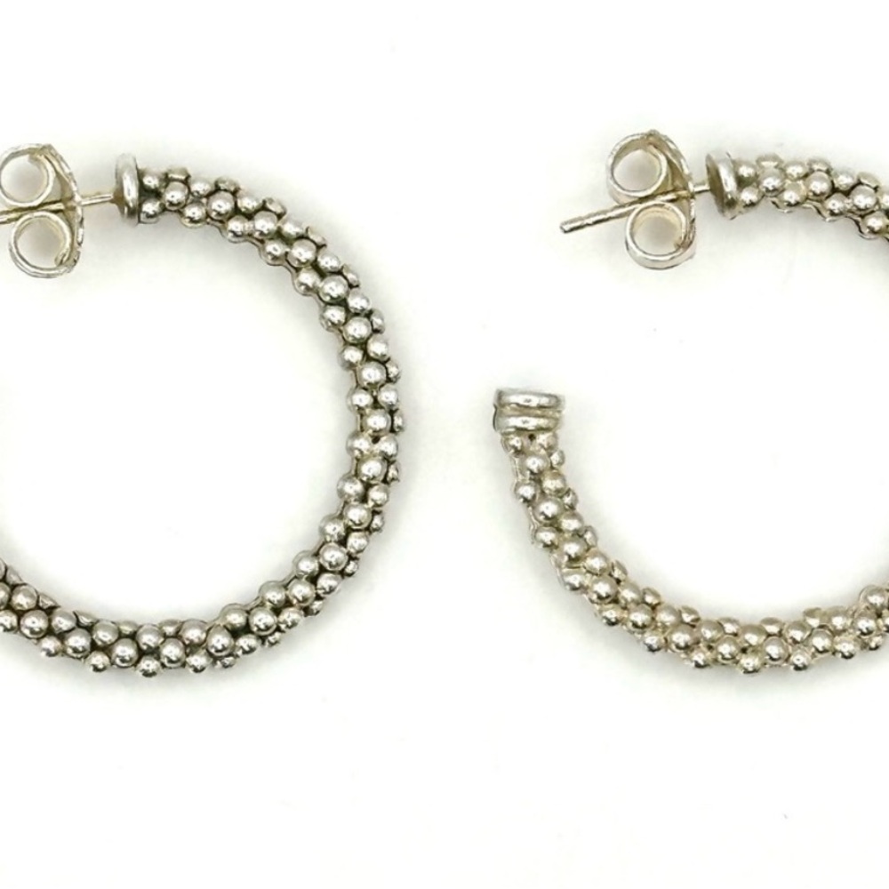 LAGOS Silver Beaded Hoop Earrings